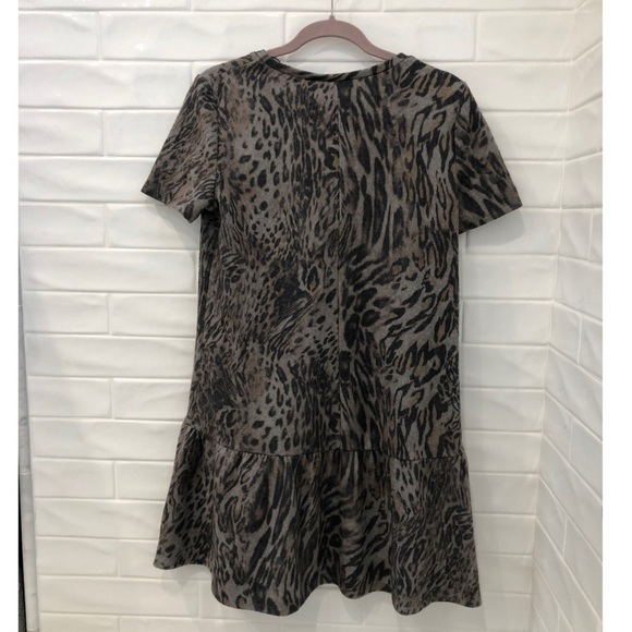 ZARA Circular Animal Print Ruffled hem Dress - Picture 3 of 5